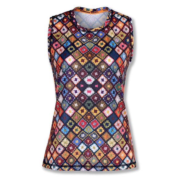 INKnBURN 2XL (12-14) BOHO DIAMOND SLEEVELESS Tank Running Tech Shirt NWOT - Picture 1 of 11